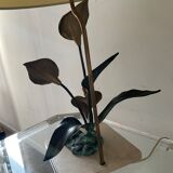 Vintage lamp in travertine and bronze 70s