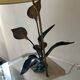 Vintage lamp in travertine and bronze 70s