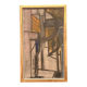 Original Danish Oil on Canvas – “Gul Figurkomposition” by P. Primdahl – Signed – Dated 1958 – Vintage & Framed – 43 × 27 cm (16.9" × 10.6")