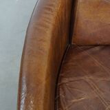 Brown Aviator design armchair made of cowhide leather