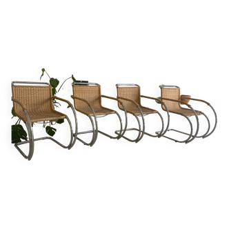 Suite de 4 fauteuils MR 20 Mies Van der rohe