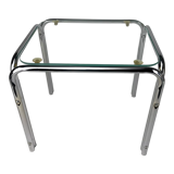 Small side table chrome metal and glass 70s