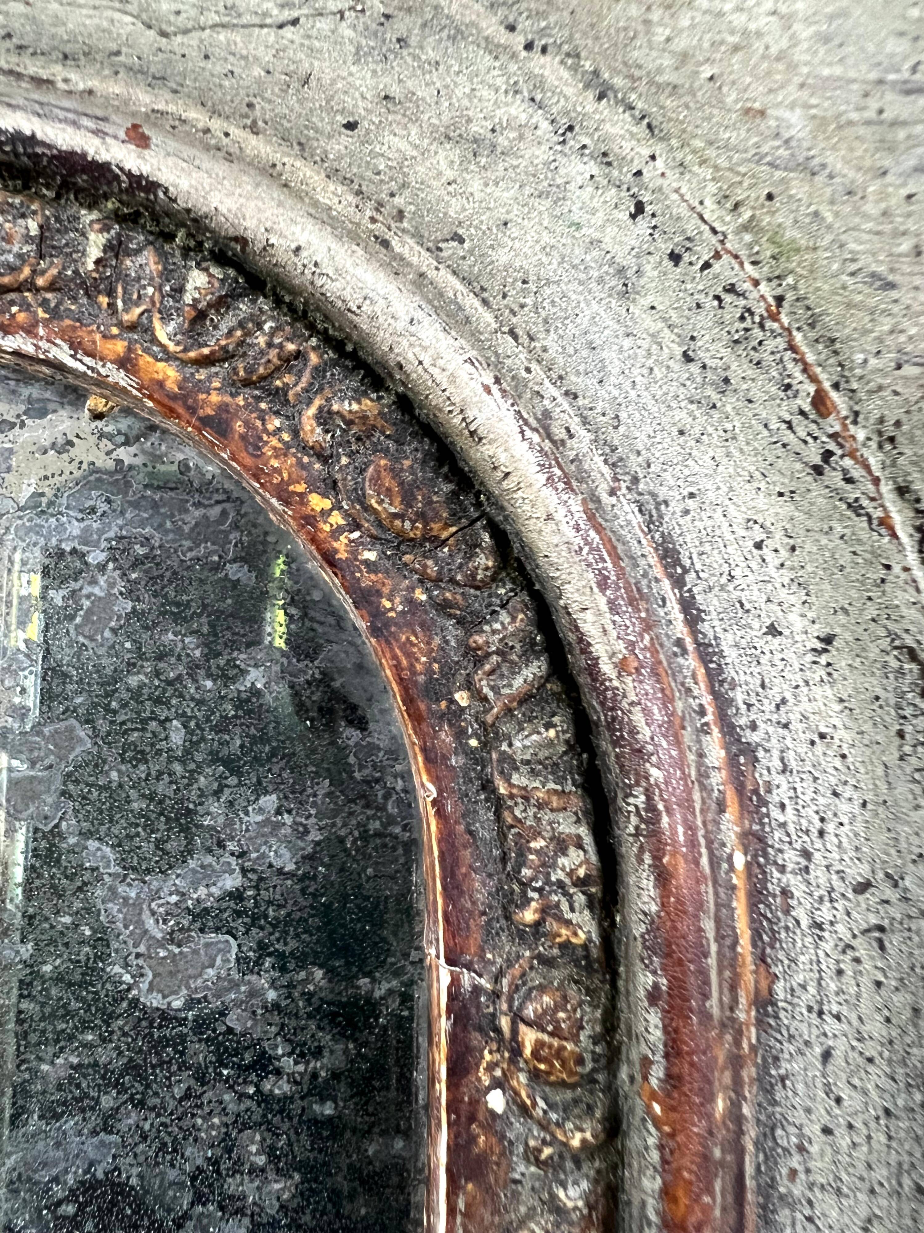 Antique Louis-Philippe Mirror, 19th Century, Shabby Silver Patina