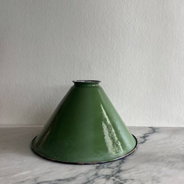Green enamelled lampshades x4