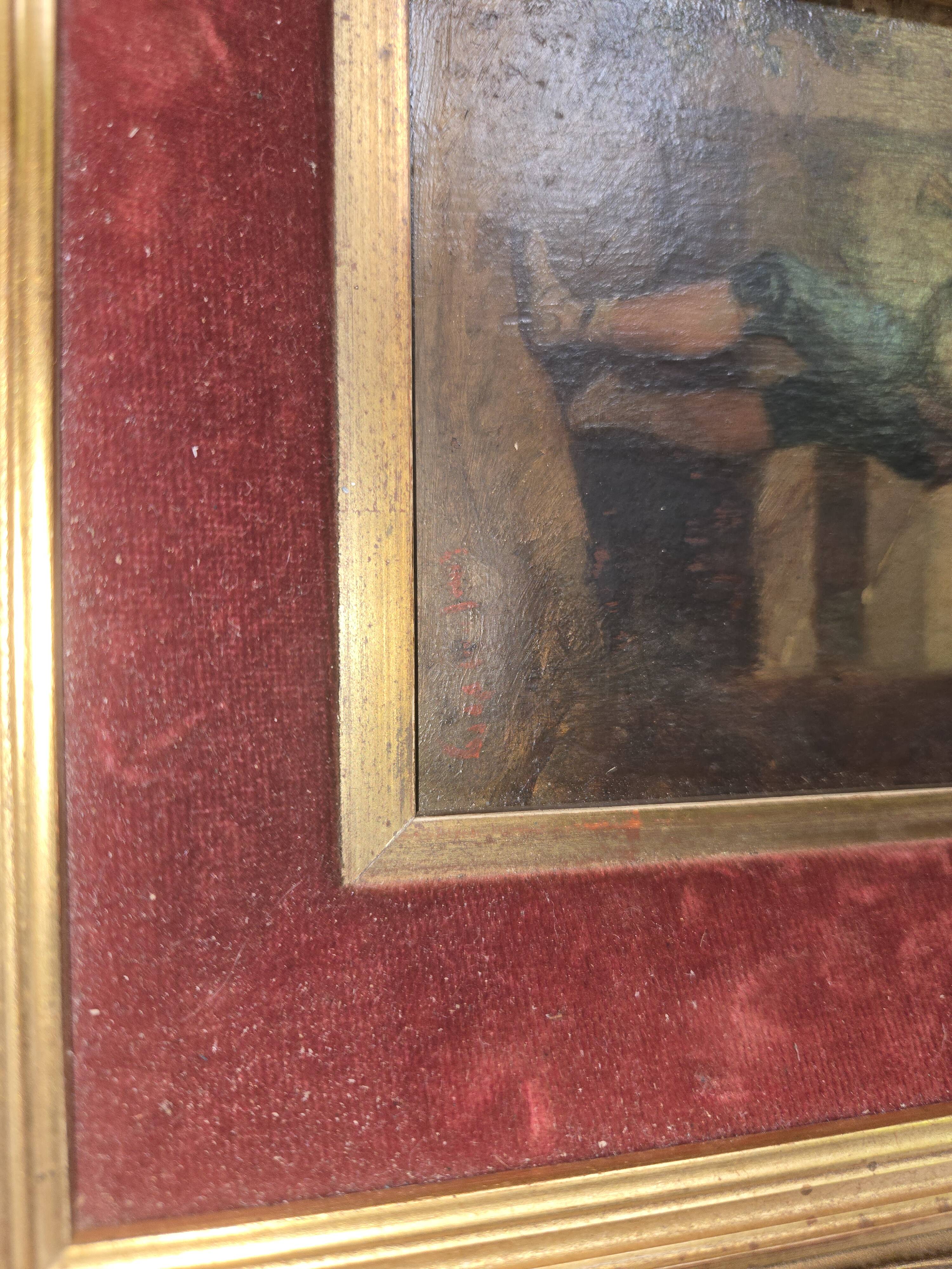 Oil on panel depicting a young bagpipe player – 19th century