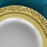 6 small plates with yellow borders and floral pattern gold antiques