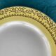 6 small plates with yellow borders and floral pattern gold antiques