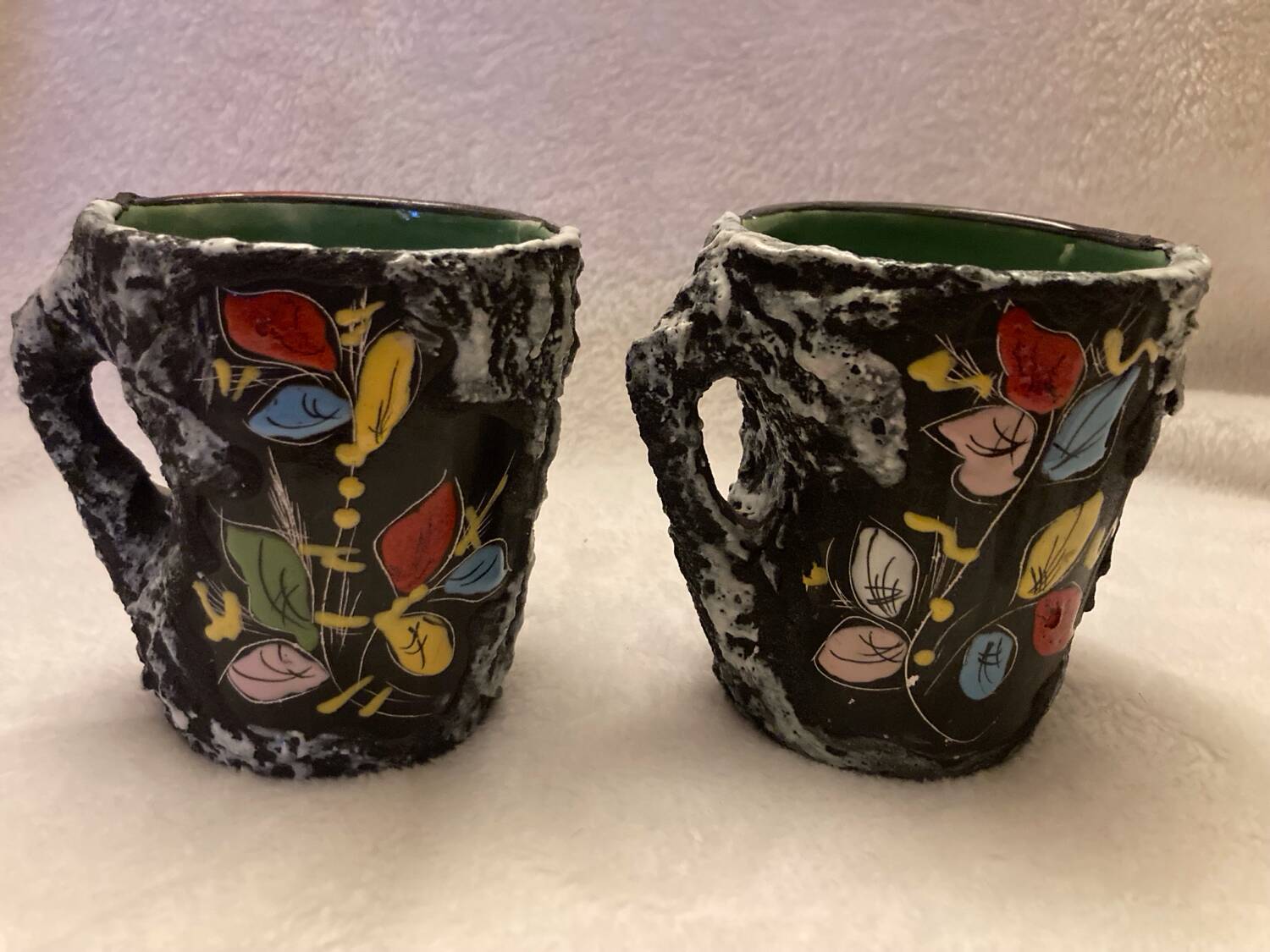 Set of 2 vintage lava stone mugs
