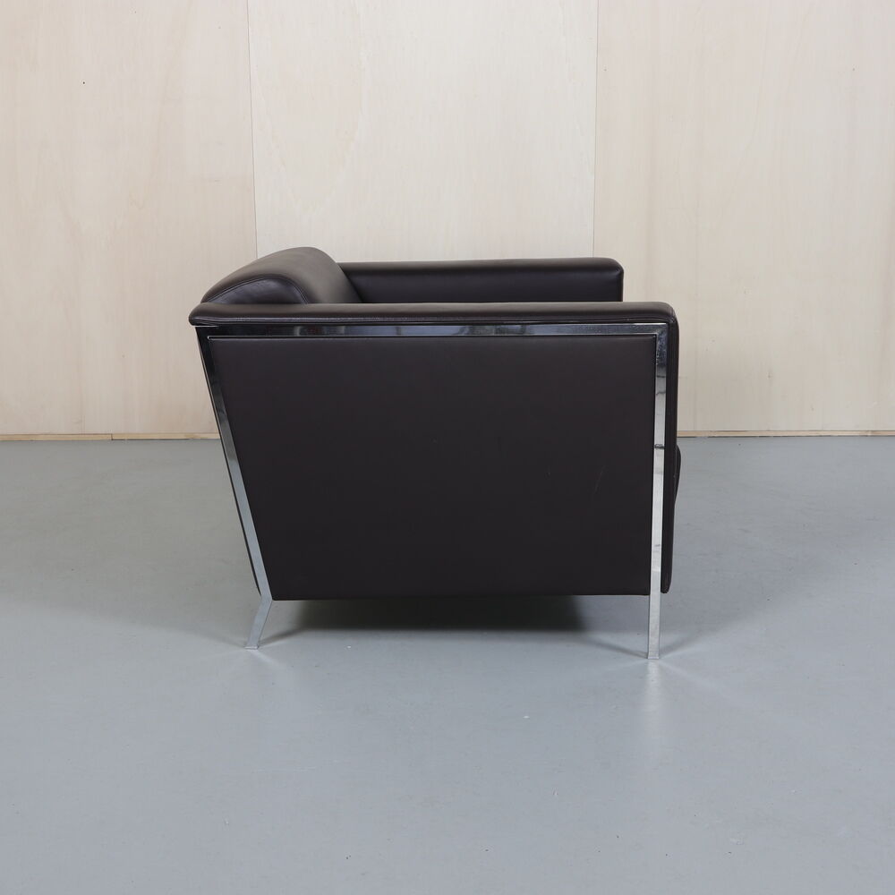 Moroso Steel Leather Lounge Chair, 2000s