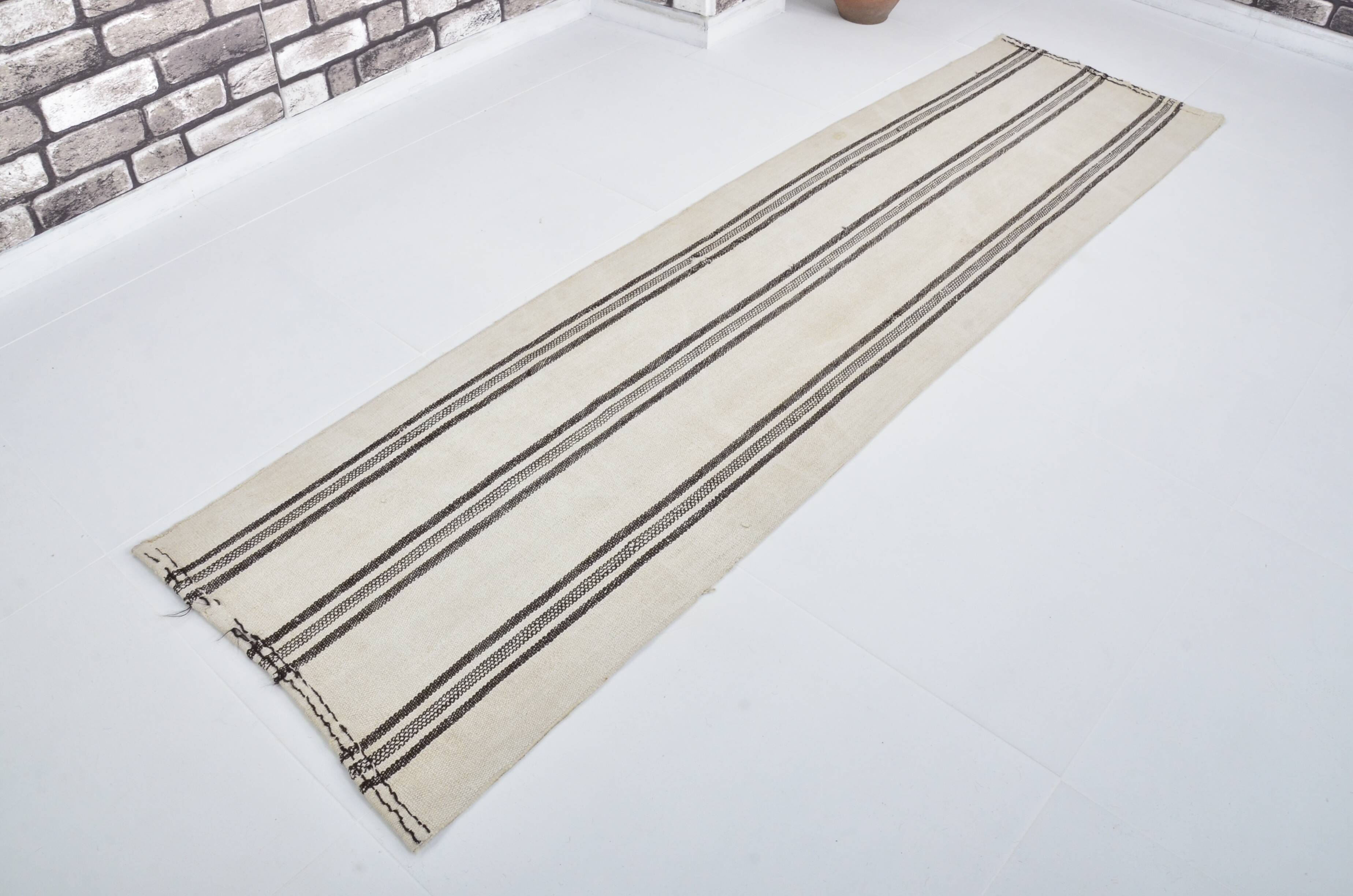 Turkish Handmade Vintage Hmep Runner Rug sku 3391