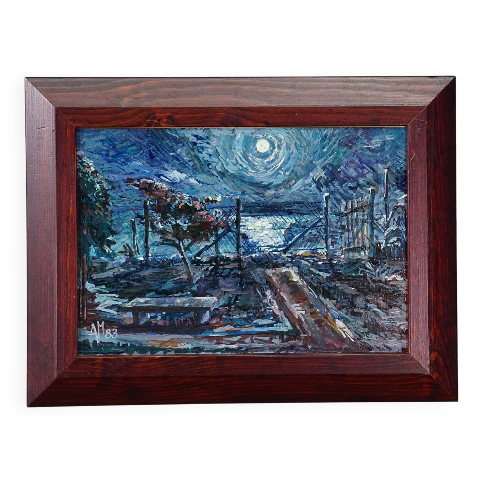 Oil painting in impressionist style, moonlit scene, 1983 – Alexander Michael