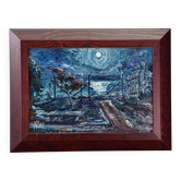Peinture à l'huile de style impressionniste scène au clair de lune, 1983 – Alexander Michael