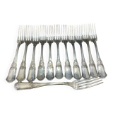 Set of 12 BOULENGER forks in silver metal