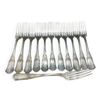 Set of 12 BOULENGER forks in silver metal