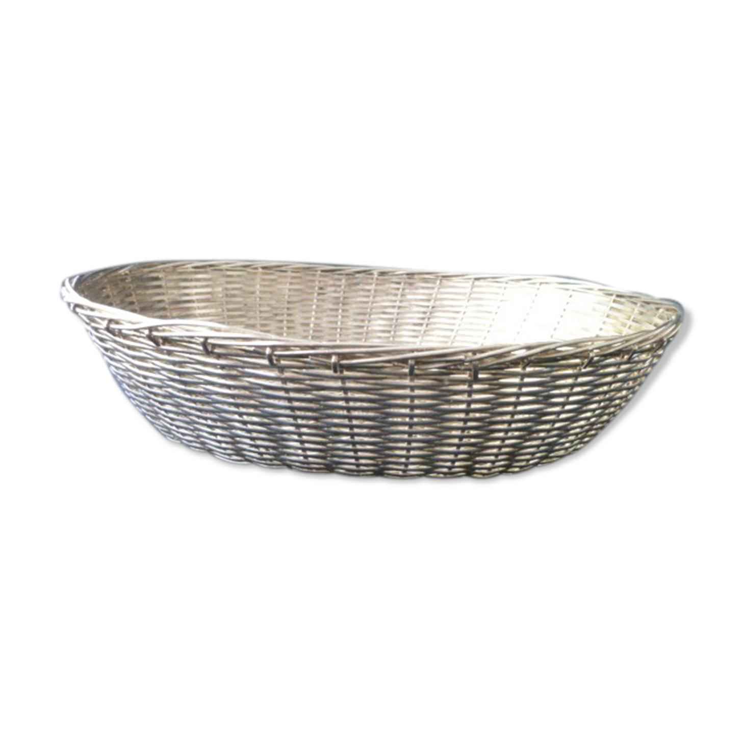 Breadbasket, braided silver metal banette 25 cm