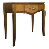 Vintage oak and elm burl bedside table