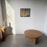 Round modernist coffee table, elm, 1950s.