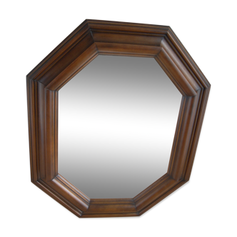 Miroir octogonal cadre bois foncé 52x65cm