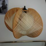 Scandinavian chandelier in thread and wood