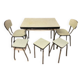 Ensemble table chaises tabouret formica