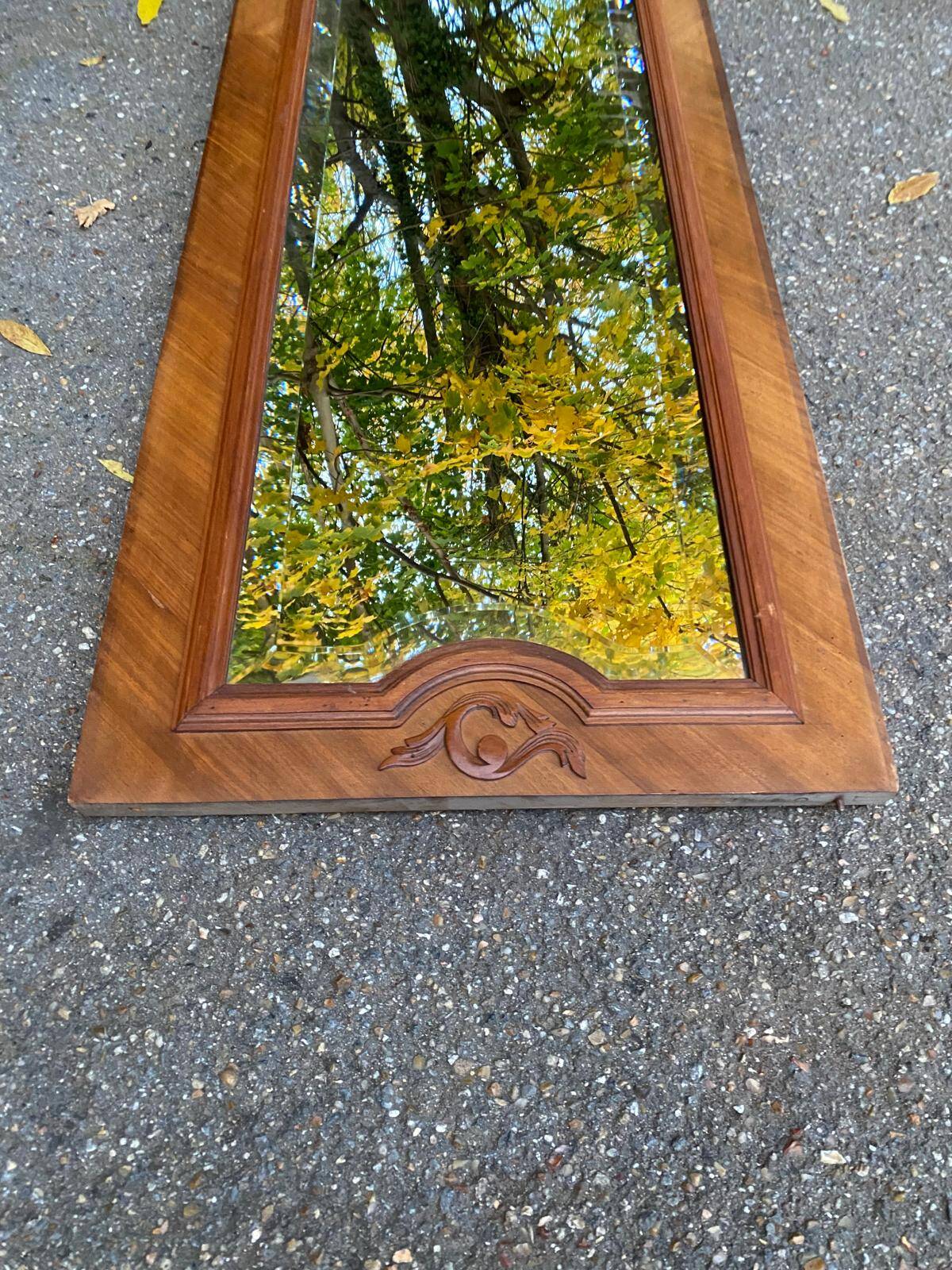Miroir biseauté en chêne massif sculpté 50x165cm