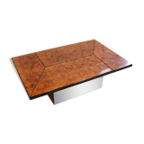 Coffee table in walnut magnifying glass forming bar by Paul Michel