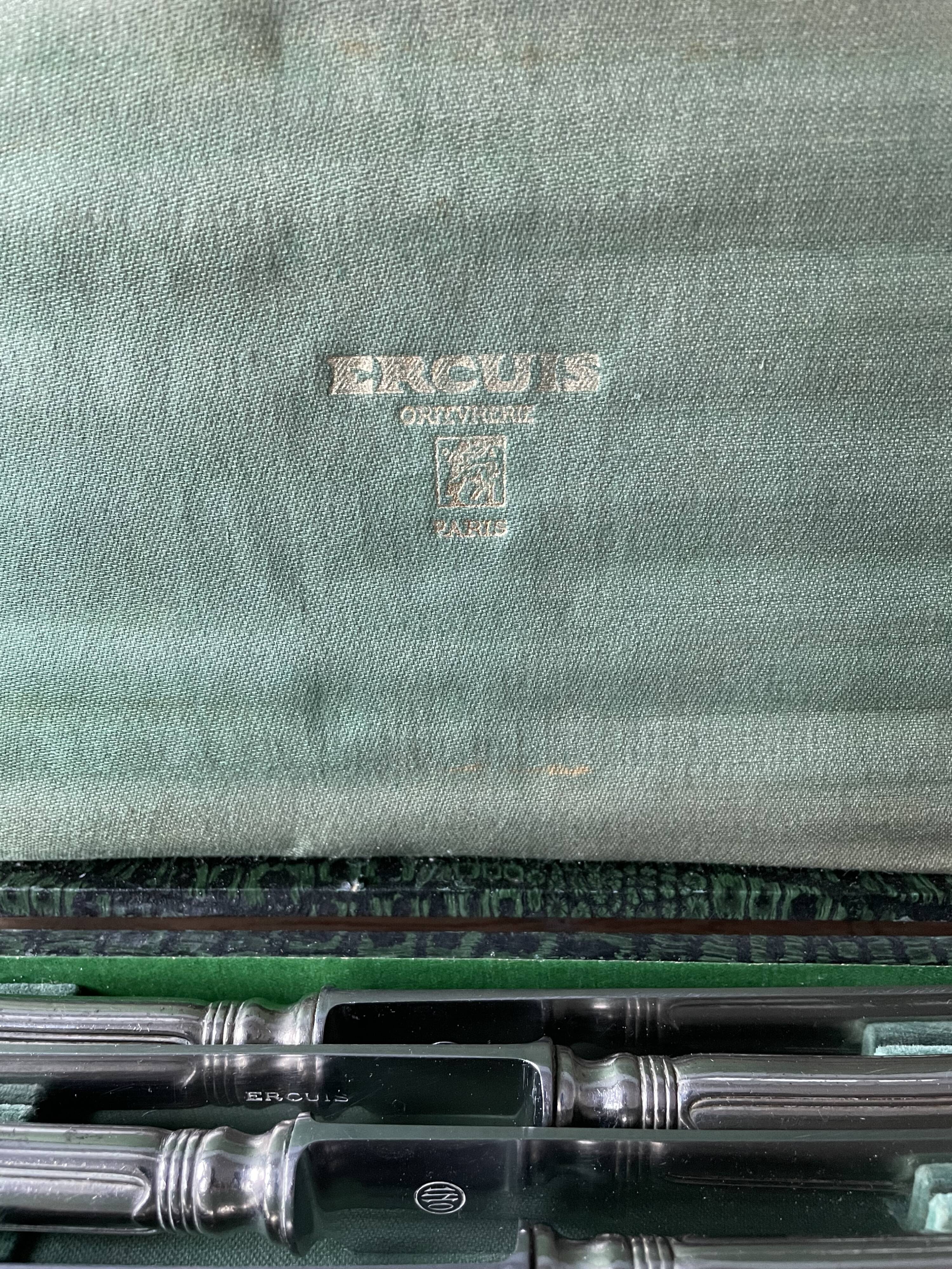 12 antique Ercuis table knives in silver metal