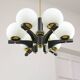 Mid-Century Modern Italian Brass and Opaline Chandelier