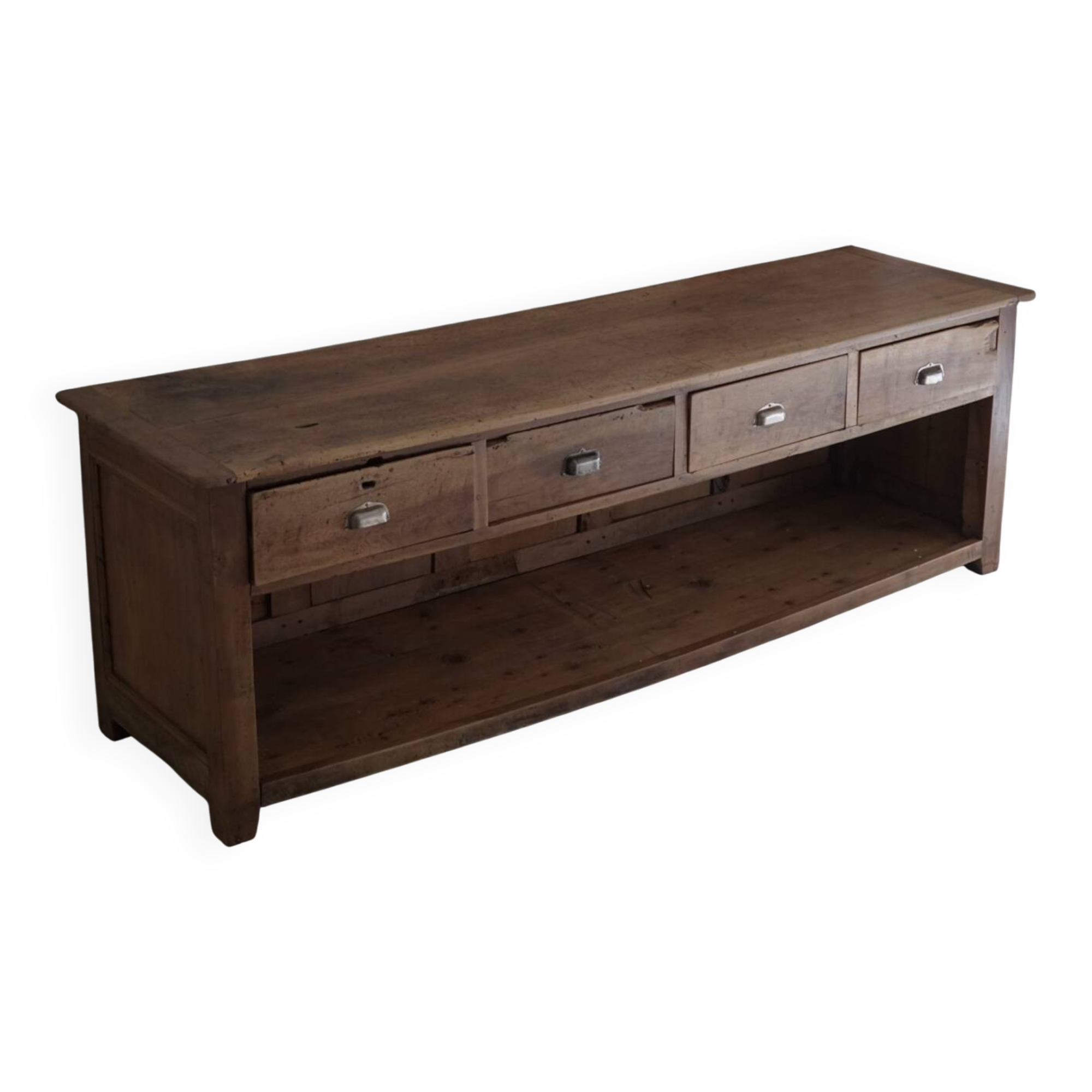 Old trading counter in solid oak – 19th century trade furniture