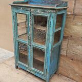 Ancien vaisselier vitrée en teck birman