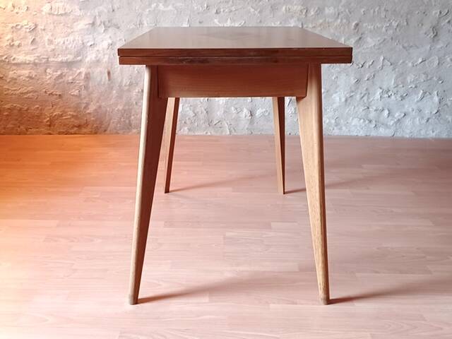 Vintage 60s style portfolio table with compass legs, renovated