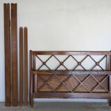 Double bed from Atelier Saint-Sabin in solid oak with lattices - 1950s