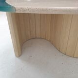 Italian travertine and glass coffee table, 1980's