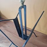Jacques Adnet (1900-1984) - Black lacquered metal and brass magazine rack