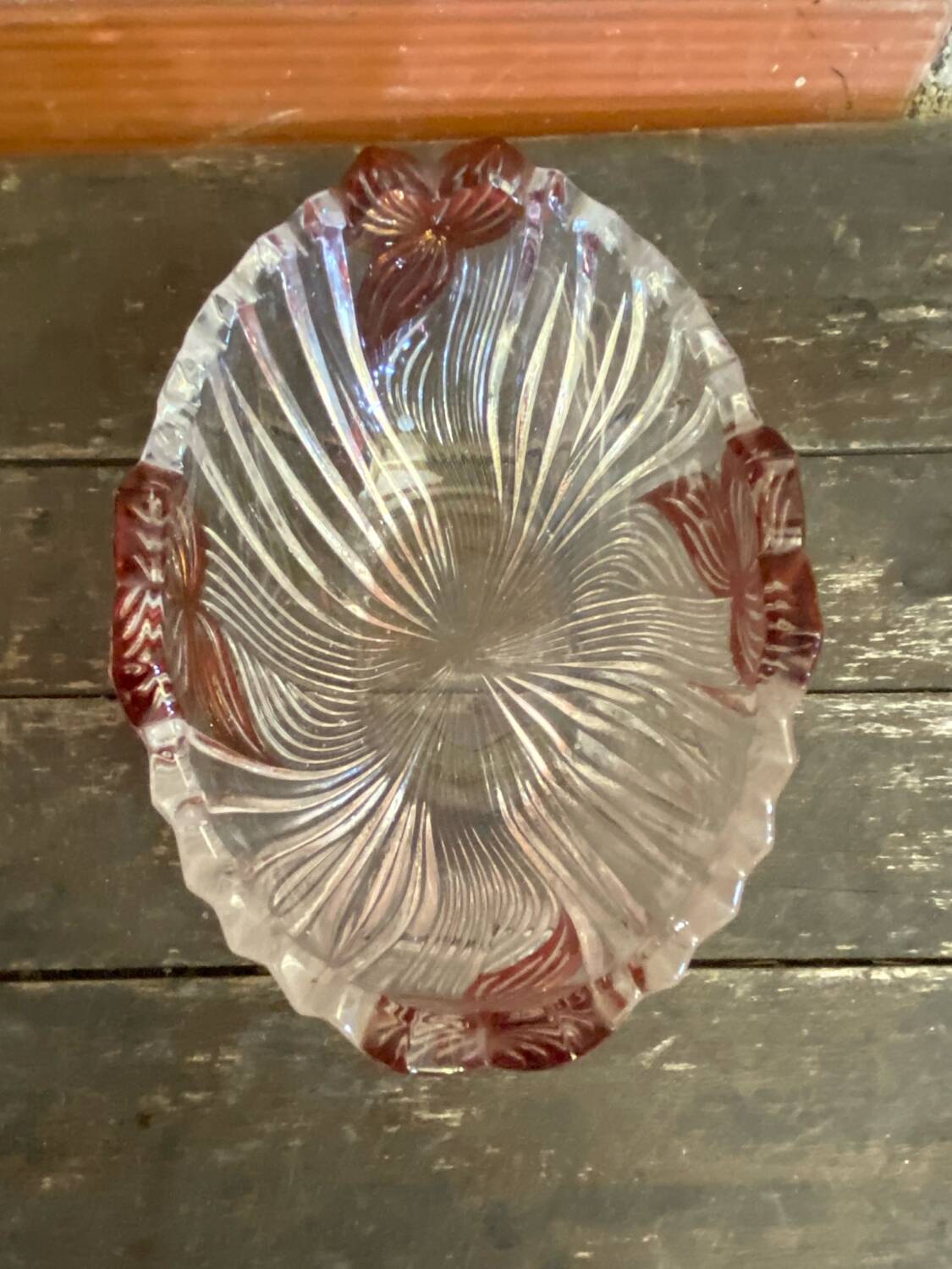 Vintage Crystal Pocket Bowl ANNE HUTTE Rose Decor #D661