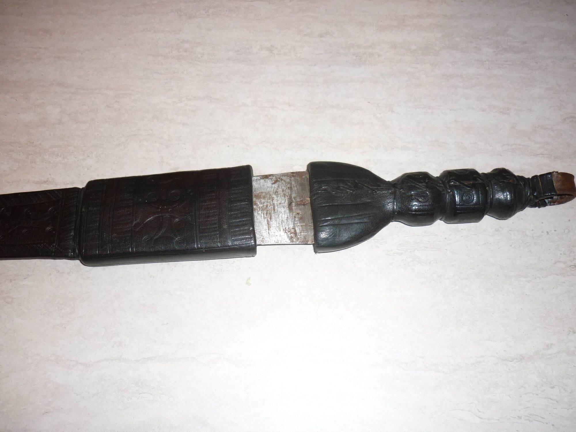 Tuareg knife with wooden case covered with leather 56 cm