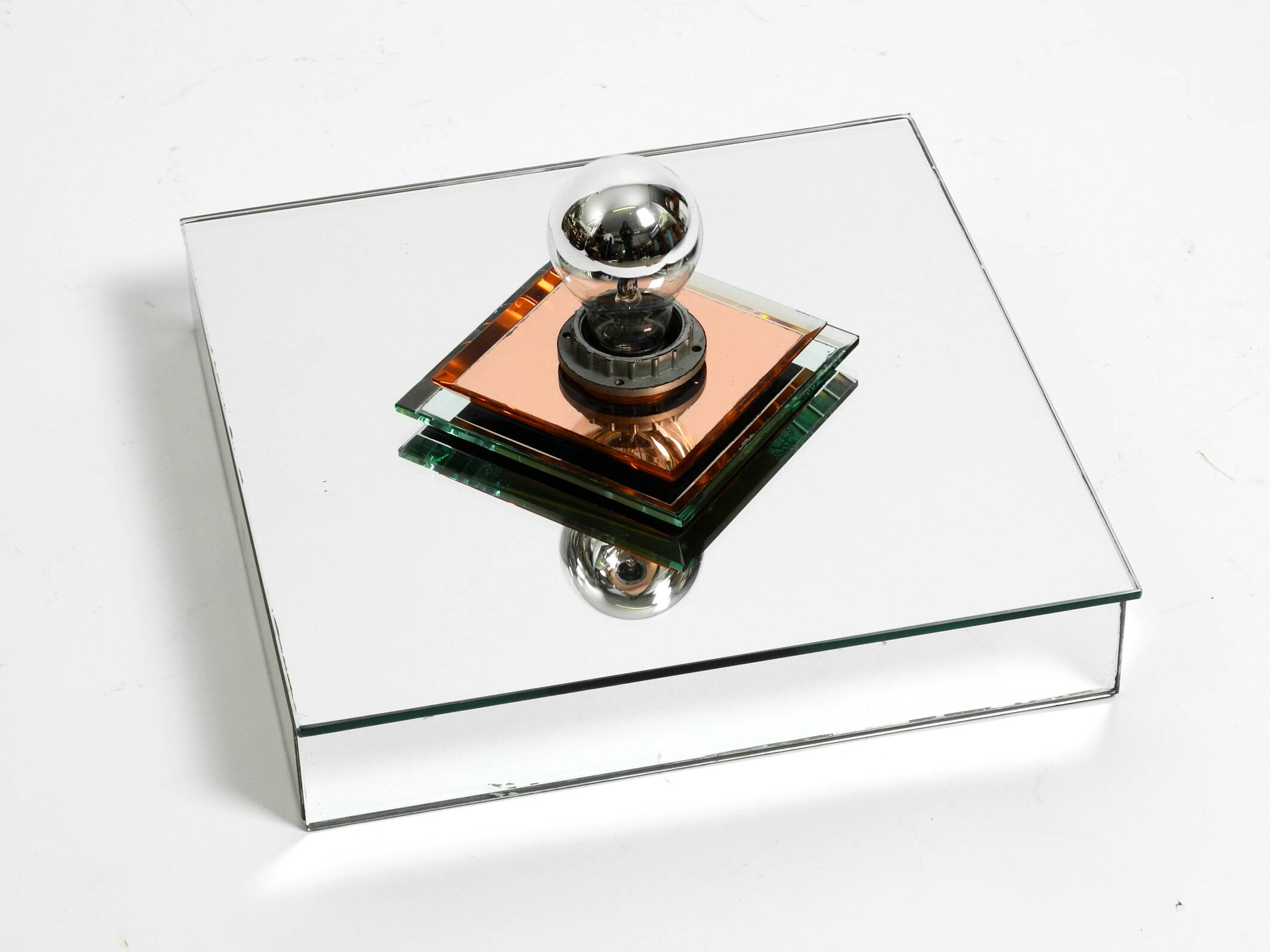 Stunning  large 1980s Italian mirror ceiling lamp in Postmodern design