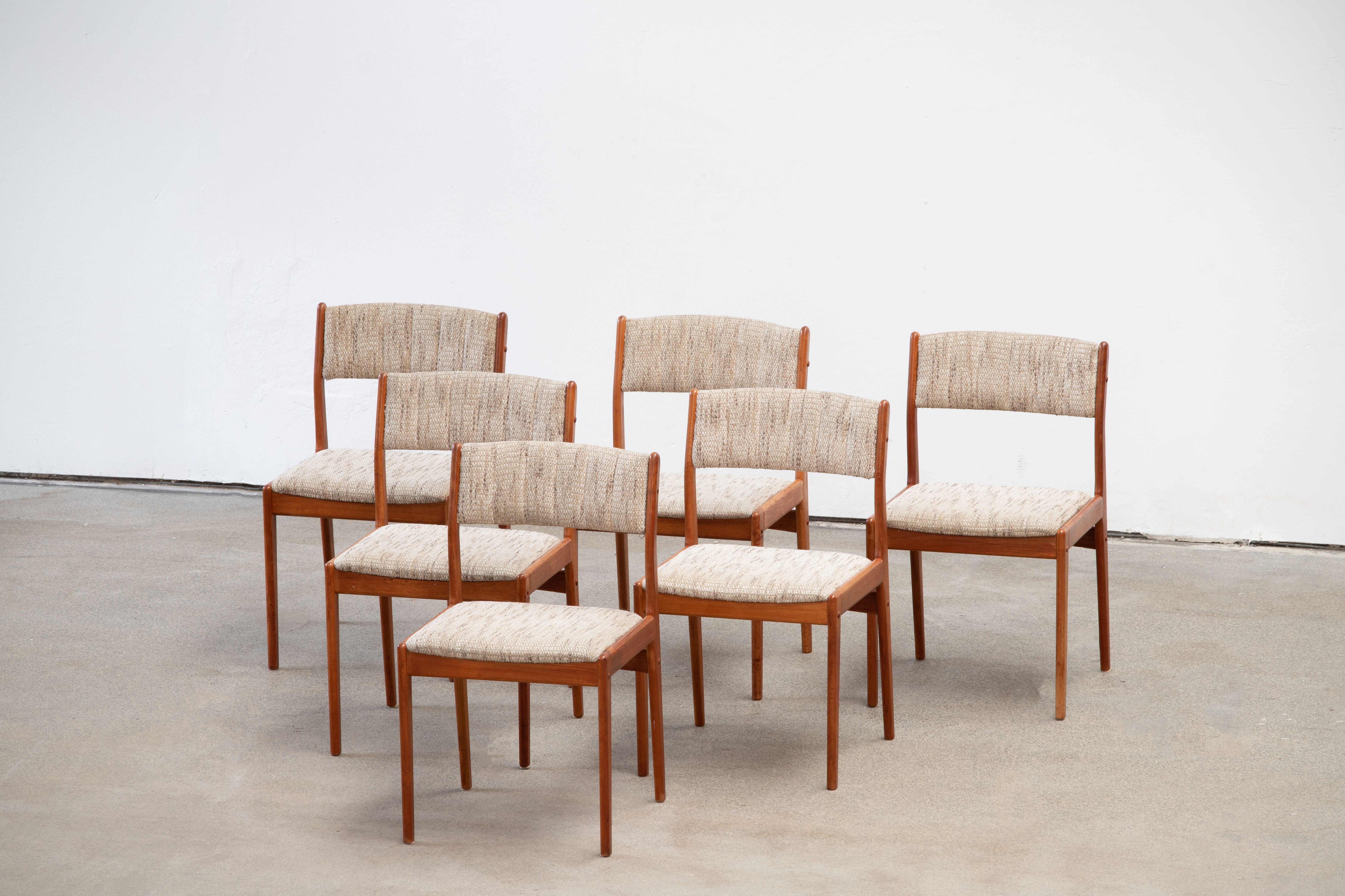 6 danish scandinavian chairs - teak & wool 1960