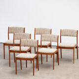 6 danish scandinavian chairs - teak & wool 1960