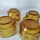 Set of 4 vintage amber glass mugs with textured 70s design
