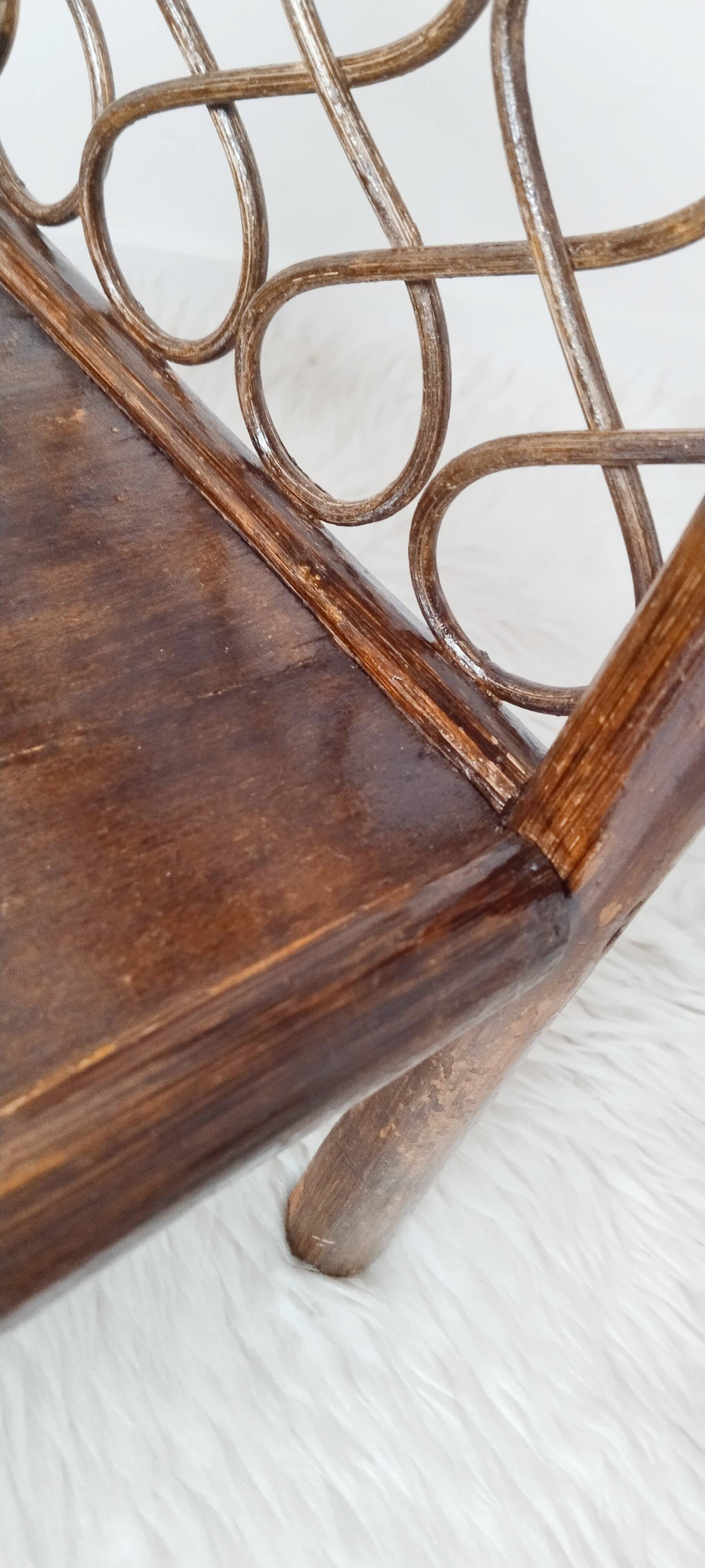 Vintage rattan children's armchair