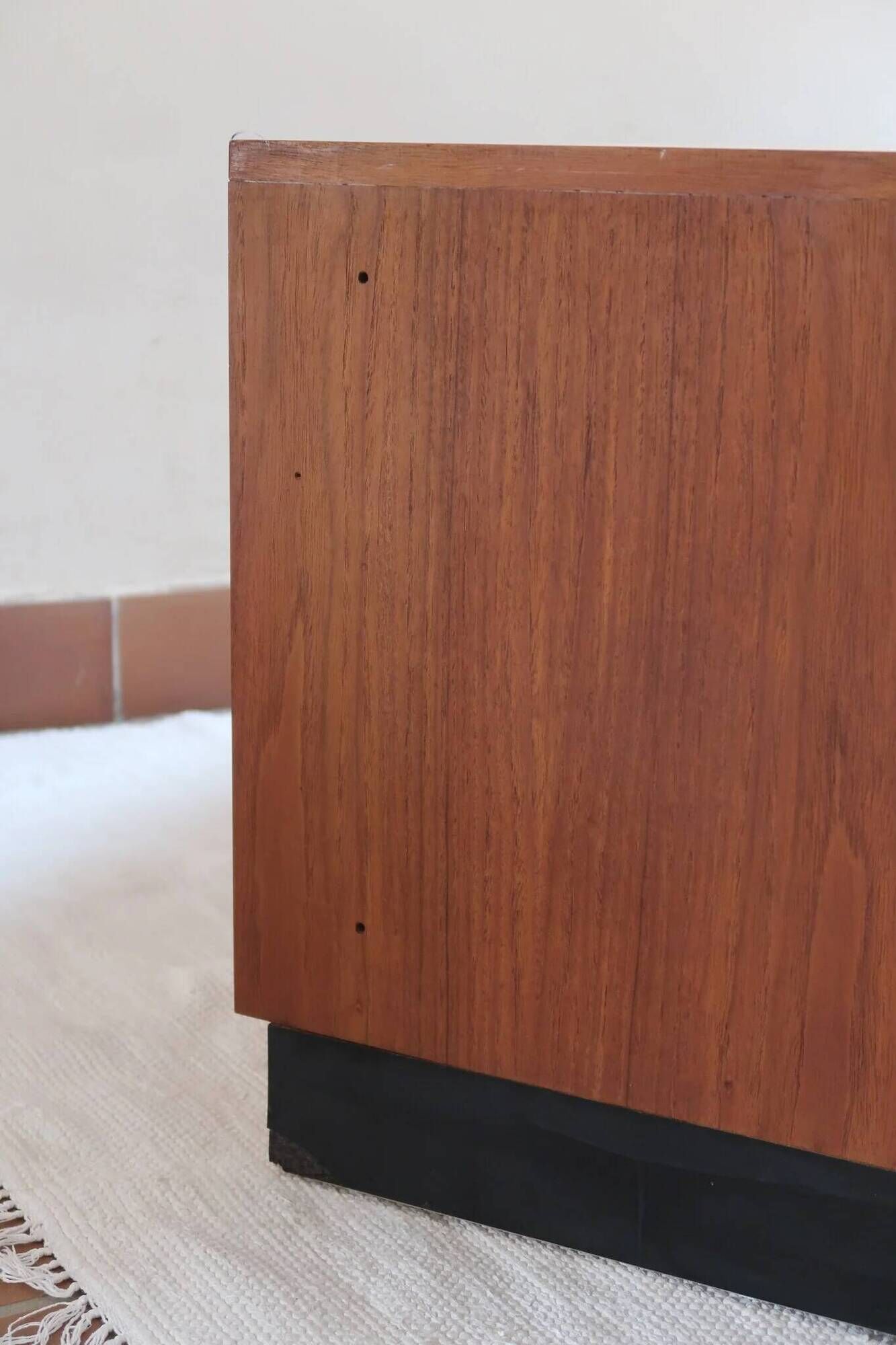 Teak enfilade, sliding canvas doors, 1960s.
