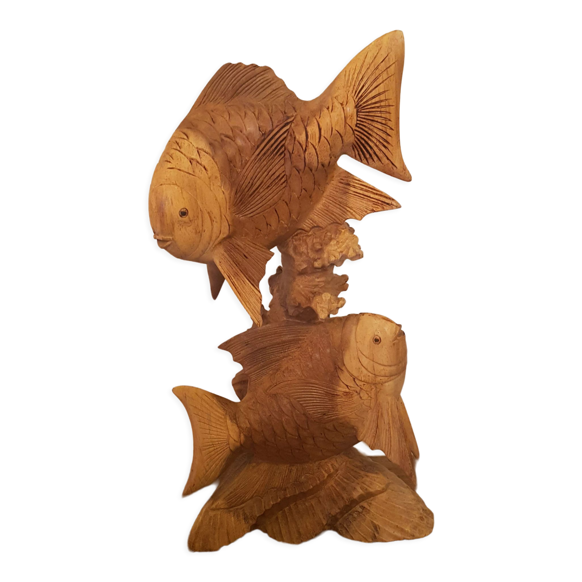 Wood carving duo of fish