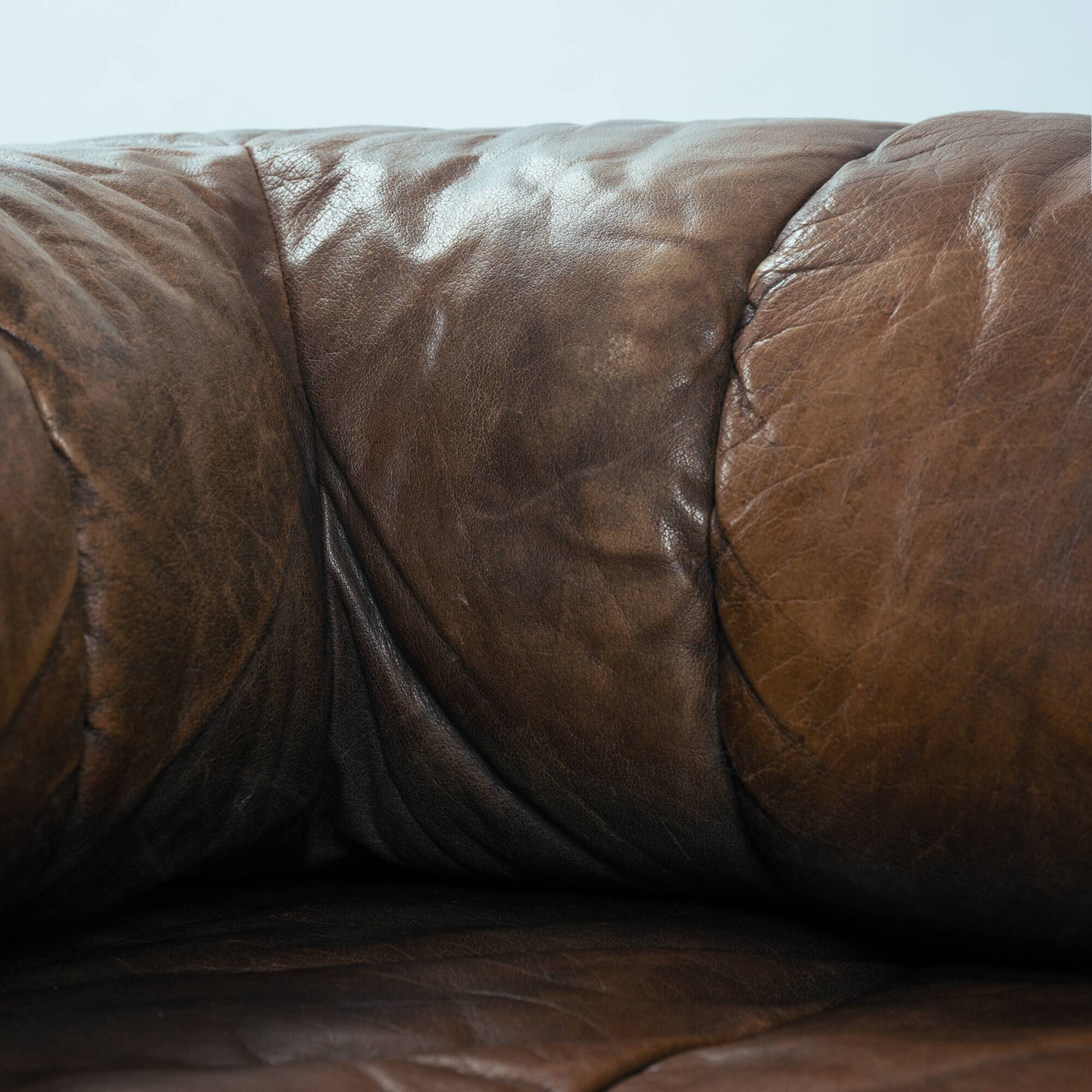 Brown Modular Leather Patchwork Sleeping Sofa Daybed, 1970s