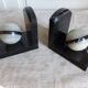 Pair of art-deco bookends in black marble with white veins