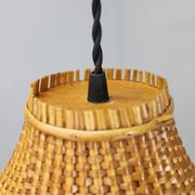 Mid-century adjustable wooden wall lamp with rattan shade, Lipta, 1970s