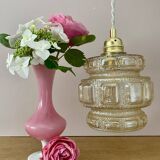 Vintage globe pendant light in amber glass