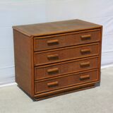 Vintage dresser 4 drawers in rattan and bamboo