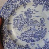 Lot de 10 assiettes anglaises à décor romantique bleu
