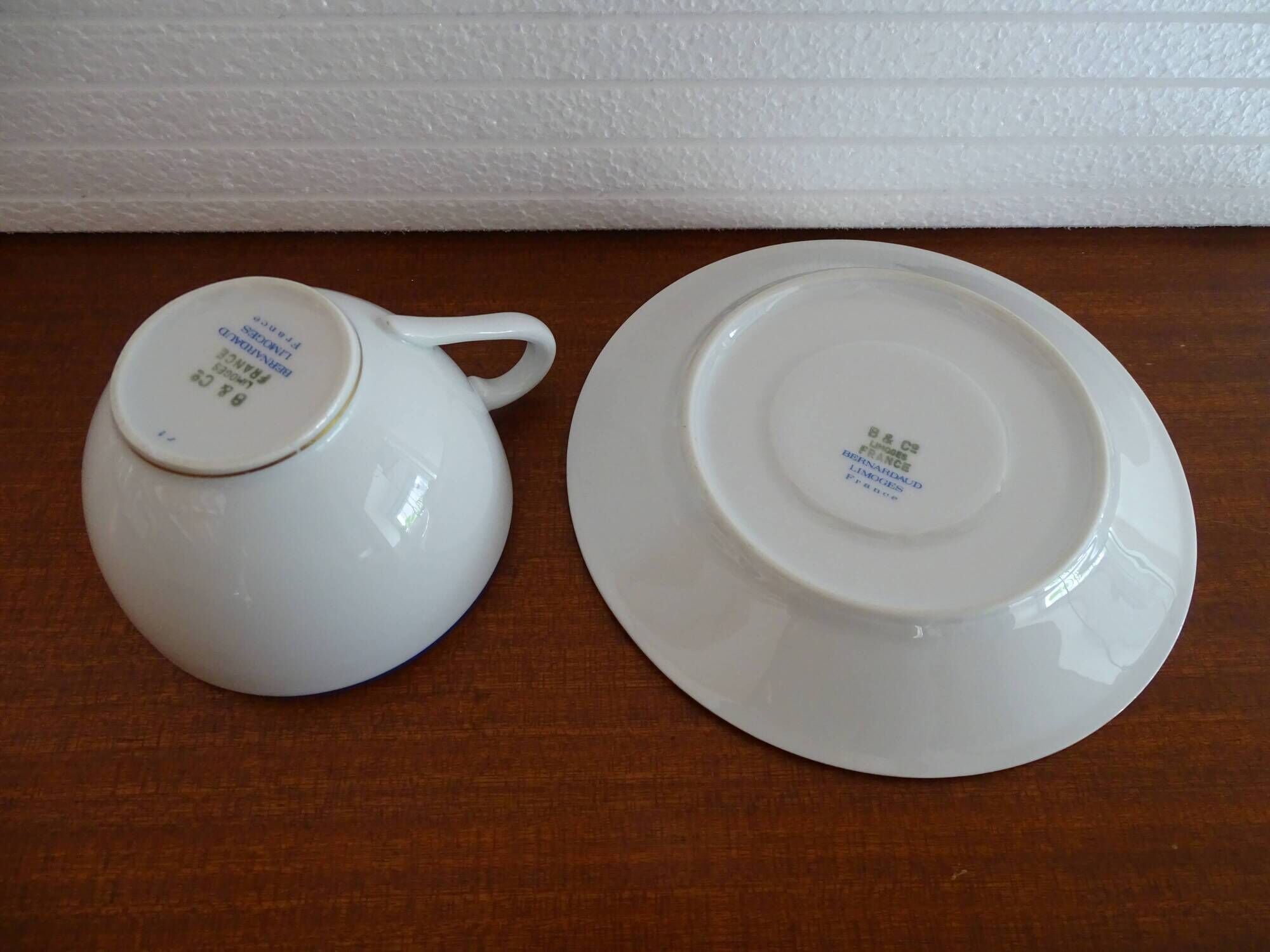 2 Bernardaud Limoges porcelain chocolate cups dolphin model - B & Cie